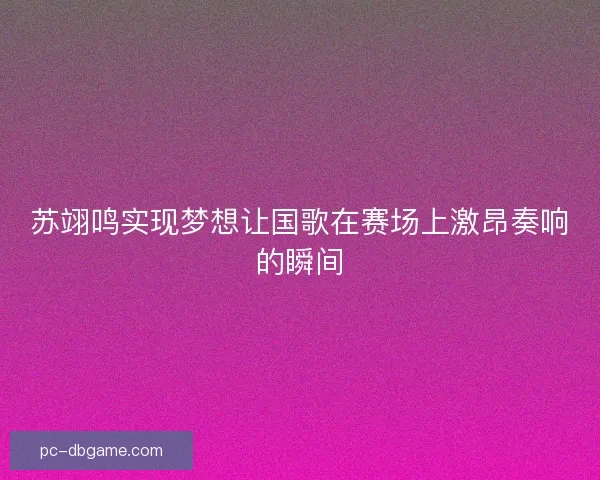 苏翊鸣实现梦想让国歌在赛场上激昂奏响的瞬间