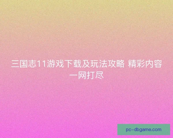 三国志11游戏下载及玩法攻略 精彩内容一网打尽