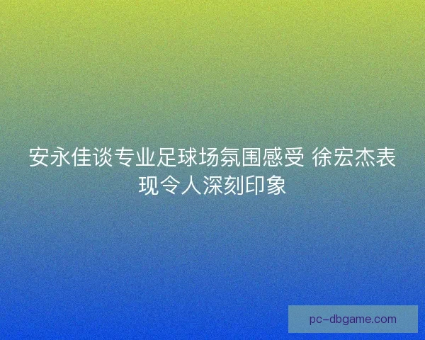 安永佳谈专业足球场氛围感受 徐宏杰表现令人深刻印象